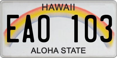 HI license plate EAO103