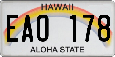 HI license plate EAO178
