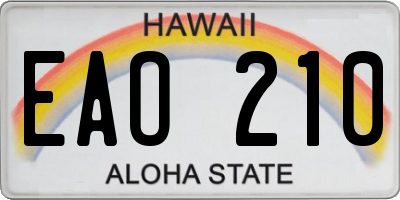 HI license plate EAO210
