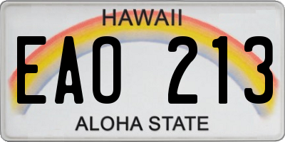 HI license plate EAO213