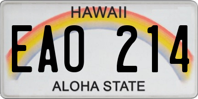 HI license plate EAO214