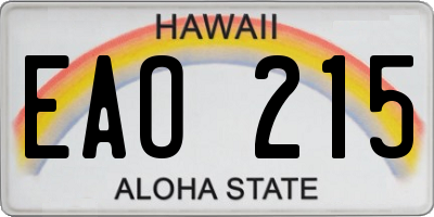 HI license plate EAO215