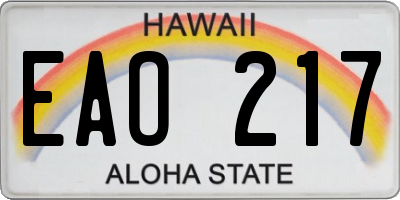 HI license plate EAO217