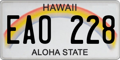 HI license plate EAO228