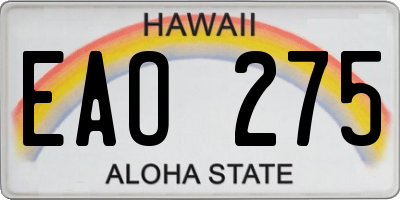 HI license plate EAO275