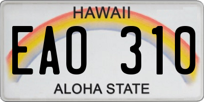 HI license plate EAO310