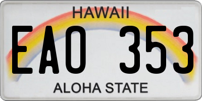 HI license plate EAO353