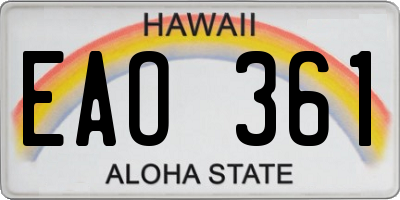 HI license plate EAO361