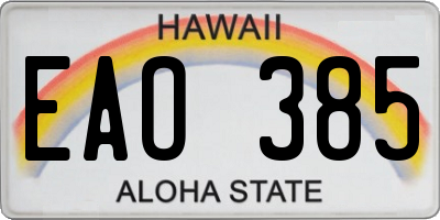 HI license plate EAO385
