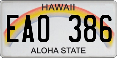 HI license plate EAO386