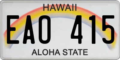 HI license plate EAO415