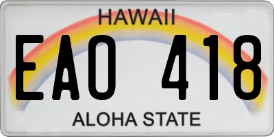 HI license plate EAO418