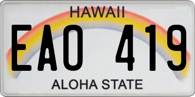 HI license plate EAO419