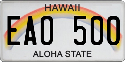 HI license plate EAO500