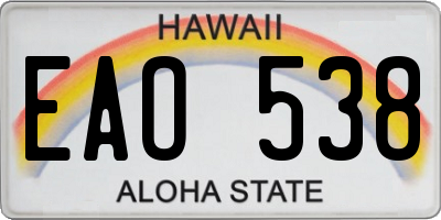 HI license plate EAO538