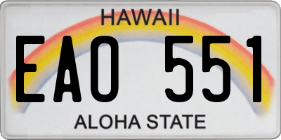 HI license plate EAO551