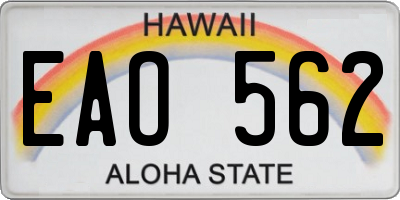 HI license plate EAO562
