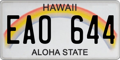 HI license plate EAO644