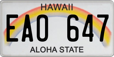 HI license plate EAO647