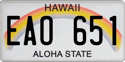 HI license plate EAO651