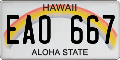 HI license plate EAO667