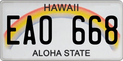 HI license plate EAO668