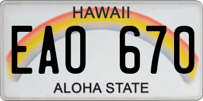 HI license plate EAO670