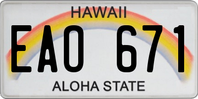 HI license plate EAO671