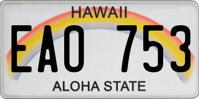 HI license plate EAO753