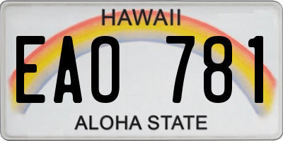 HI license plate EAO781