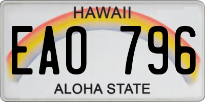 HI license plate EAO796