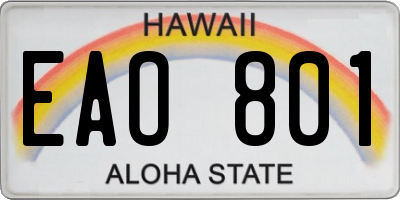 HI license plate EAO801