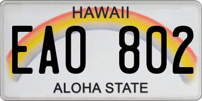 HI license plate EAO802