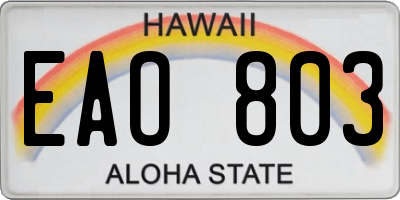 HI license plate EAO803