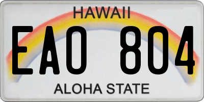 HI license plate EAO804