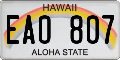 HI license plate EAO807