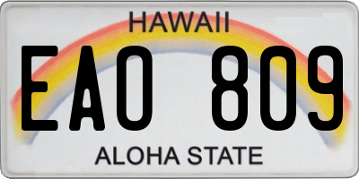 HI license plate EAO809