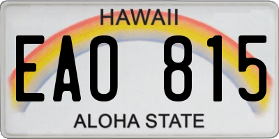 HI license plate EAO815