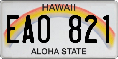 HI license plate EAO821