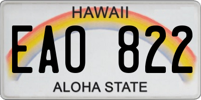 HI license plate EAO822