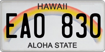 HI license plate EAO830