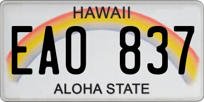 HI license plate EAO837