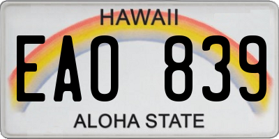 HI license plate EAO839