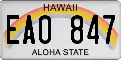 HI license plate EAO847