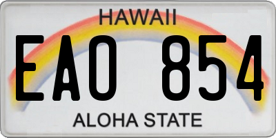 HI license plate EAO854