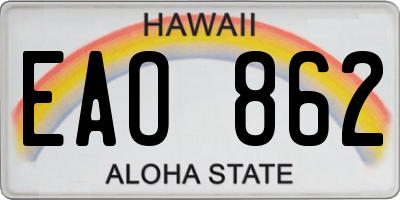 HI license plate EAO862