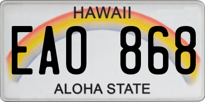 HI license plate EAO868