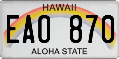 HI license plate EAO870