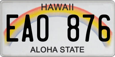 HI license plate EAO876