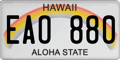 HI license plate EAO880